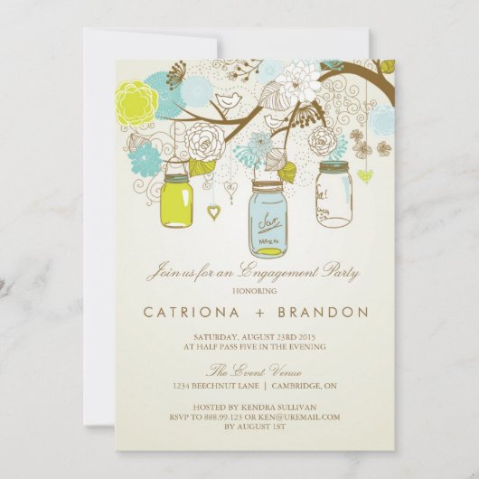 RUSTIC MASON JARS SPRING ENGAGEMENT PARTY INVITE KAART (Voorkant)