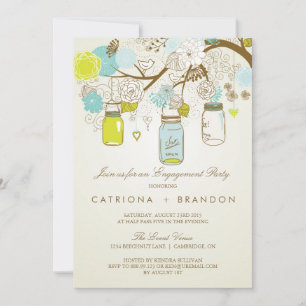 RUSTIC MASON JARS SPRING ENGAGEMENT PARTY INVITE KAART