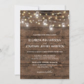 Rustic Mason Jars String Lights Elegant Wedding Kaart (Voorkant)