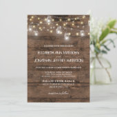 Rustic Mason Jars String Lights Elegant Wedding Kaart (Staand voorkant)