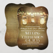 Rustic Mason Jars String Lights Elegant Wedding Kaart (Voorkant / Achterkant)