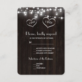 Rustic Mason Jars String Lights Old Barn Wedding RSVP Kaartje