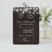 Rustic Mason Jars String Lights Old Barn Wedding RSVP Kaartje (Staand voorkant)