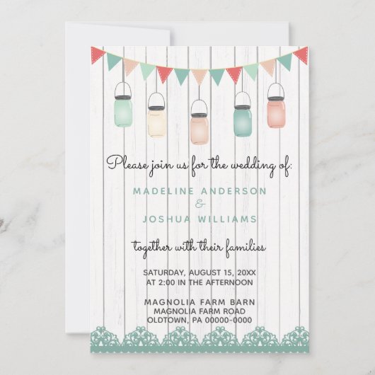 Rustic Mason Jars String Lights op het houtwacht Kaart (Voorkant)