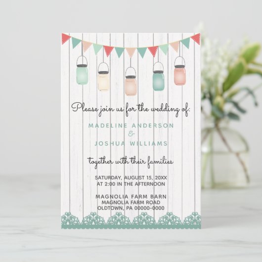 Rustic Mason Jars String Lights op het houtwacht Kaart (Staand voorkant)