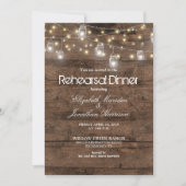Rustic Mason Jars String Lights Rehearsal Dinner Kaart (Voorkant)