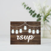 Rustic Mason Jars String Lights RSVP Uitnodiging Briefkaart (Staand voorkant)