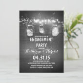 Rustic Mason Jars & String Lights verlovingsfeest Kaart (Staand voorkant)