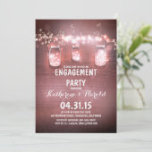 Rustic Mason Jars & String Lights verlovingsfeest Kaart (Staand voorkant)