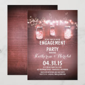 Rustic Mason Jars & String Lights verlovingsfeest Kaart (Voorkant / Achterkant)