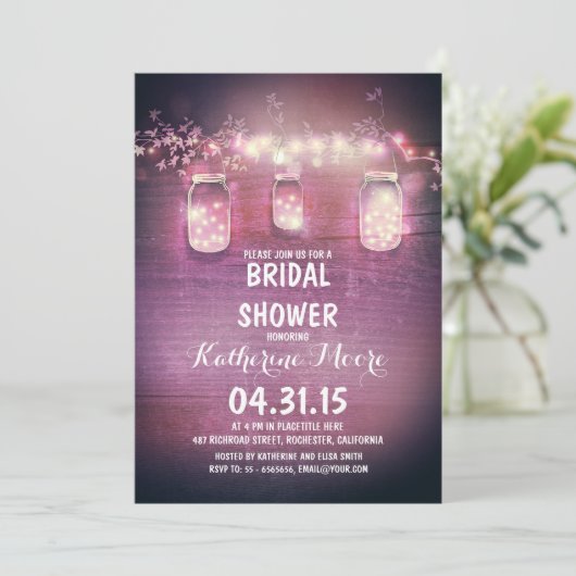 Rustic Mason Jars & String Lights vrijgezellenfees Kaart (Staand voorkant)