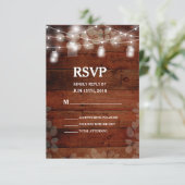Rustic Mason Jars String Lights Wedding RSVP Card (Staand voorkant)