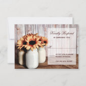 Rustic Mason Jars Sunflower Wedding RSVP-kaarten RSVP Kaartje (Voorkant)