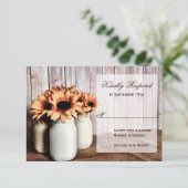 Rustic Mason Jars Sunflower Wedding RSVP-kaarten RSVP Kaartje (Staand voorkant)