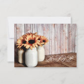 Rustic Mason Jars Sunflower Wedding RSVP-kaarten RSVP Kaartje (Achterkant)
