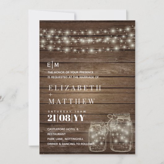 Rustic Mason Jars Wedding Invitation (Voorkant)