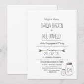 Rustic Masonjar Arrow Heart Engagement Party Kaart (Voorkant / Achterkant)
