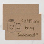 Rustic Masonjar Heart... ben je mijn Bridesmaid 2 Kaart (Voorkant / Achterkant)