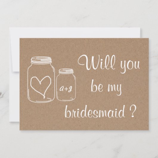 Rustic Masonjar Heart zal je mijn Bridesmaid zijn? Kaart (Voorkant)