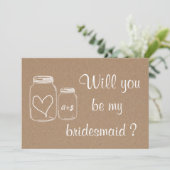 Rustic Masonjar Heart zal je mijn Bridesmaid zijn? Kaart (Staand voorkant)