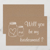 Rustic Masonjar Heart zal je mijn Bridesmaid zijn? Kaart (Voorkant / Achterkant)