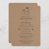 Rustic Masonjar Monogram Heart Engagement Party Kaart (Voorkant / Achterkant)