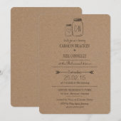 Rustic Masonjar Monogram Heart Rehearsal Dinner Kaart (Voorkant / Achterkant)