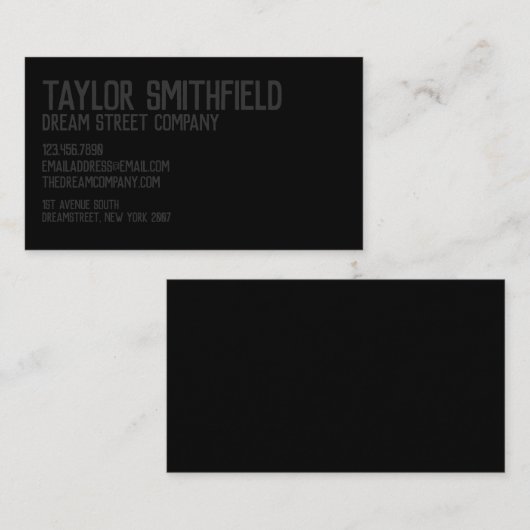 Rustic Matte Black Professional Visitekaartje (Voorkant / Achterkant)