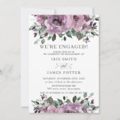 Rustic Mauve Paars Plum Floral Engagement Party Kaart (Voorkant)