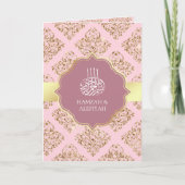 Rustic Mauve Pink Gold Damask Moslim Weddenschap (Voorkant)