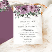 Rustic Mauve Plum Paarse Floral Greenery Wedding Kaart