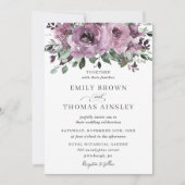 Rustic Mauve Plum Paarse Floral Greenery Wedding Kaart (Voorkant)