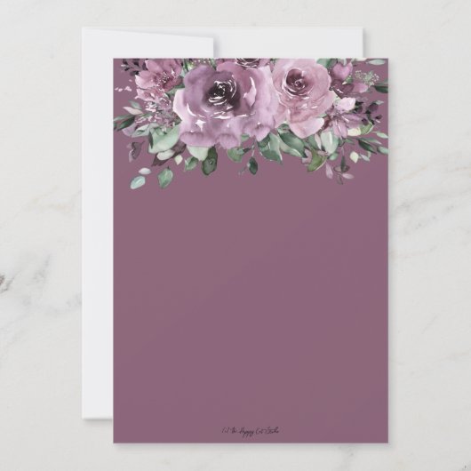 Rustic Mauve Plum Paarse Floral Greenery Wedding Kaart (Achterkant)