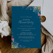 Rustic Meadow Botanical 50th Wedding Anniversary Kaart