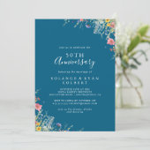 Rustic Meadow Botanical 50th Wedding Anniversary Kaart (Staand voorkant)