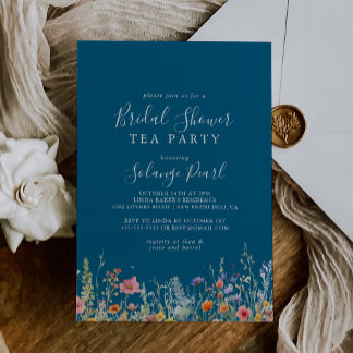 Rustic Meadow Botanical Bridal Shower Tea Party Kaart