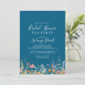 Rustic Meadow Botanical Bridal Shower Tea Party Kaart (Staand voorkant)