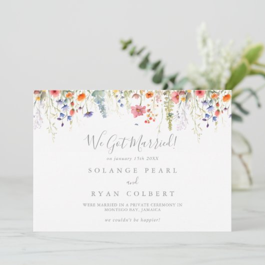 Rustic Meadow Botanical Elopement Aankondiging (Staand voorkant)