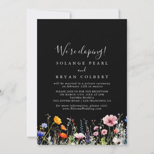Rustic Meadow Botanical Elopement Reception Kaart (Voorkant)