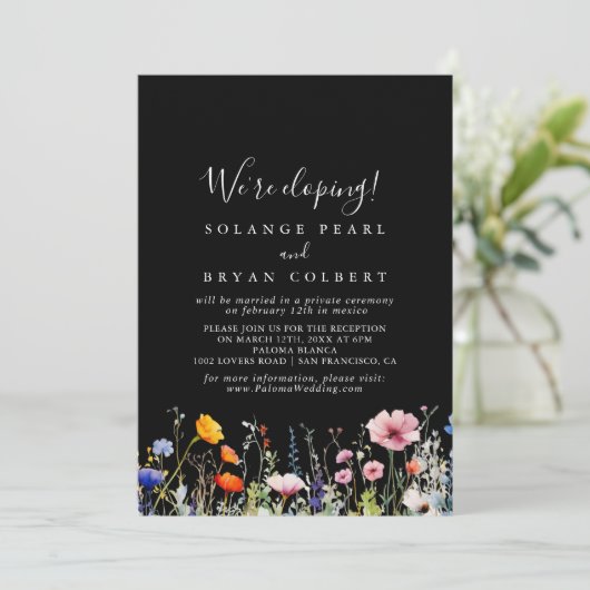 Rustic Meadow Botanical Elopement Reception Kaart (Staand voorkant)