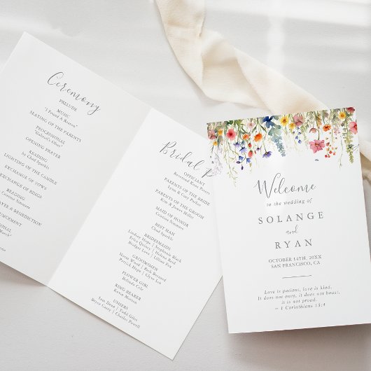 Rustic Meadow Botanical Folded Wedding Programma