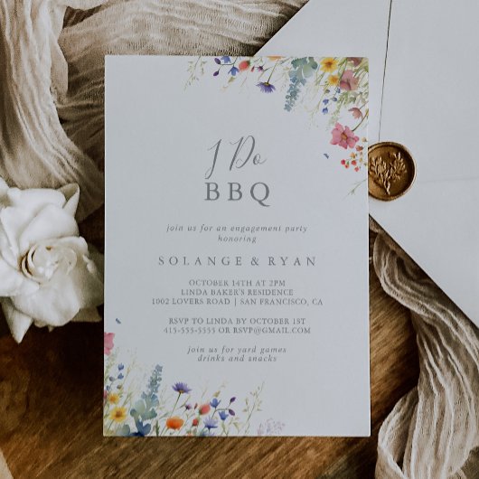 Rustic Meadow Botanical I Do BBQ Engagement Party Kaart