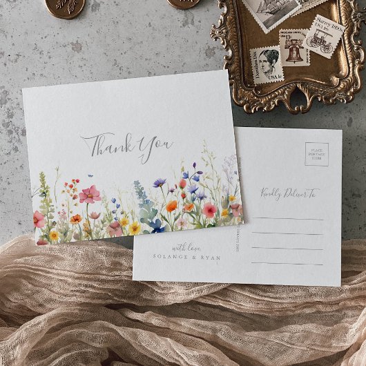 Rustic Meadow Botanical Thank You Briefkaart