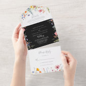 Rustic Meadow Botanical Wedding All In One Uitnodiging (Afscheurbaar)