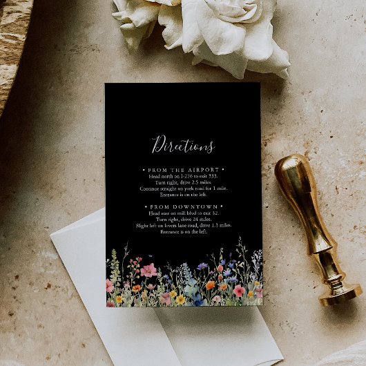 Rustic Meadow Botanical Wedding Directions Informatiekaartje