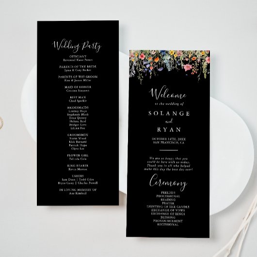 Rustic Meadow Botanical Wedding Program Programmakaart