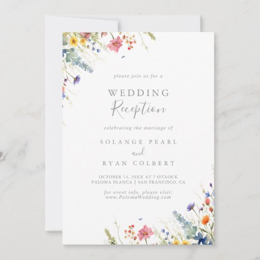 Rustic Meadow Botanical Wedding Reception Kaart (Voorkant)