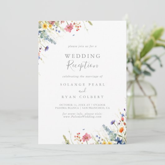 Rustic Meadow Botanical Wedding Reception Kaart (Staand voorkant)