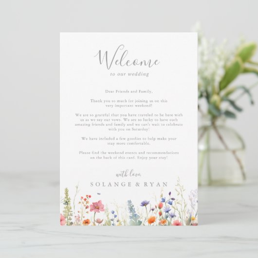 Rustic Meadow Botanical Wedding Welcome Letter (Staand voorkant)