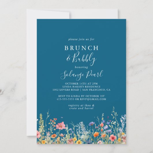 Rustic Meadow Brunch and Bubbly Bridal Shower Kaart (Voorkant)
